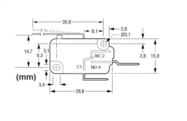 Leva Microswitch disegno tecnico